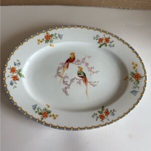 Antique Moritz Zdekhauer "Victoria or Golden Pheasant" Oval Porcelain Platter